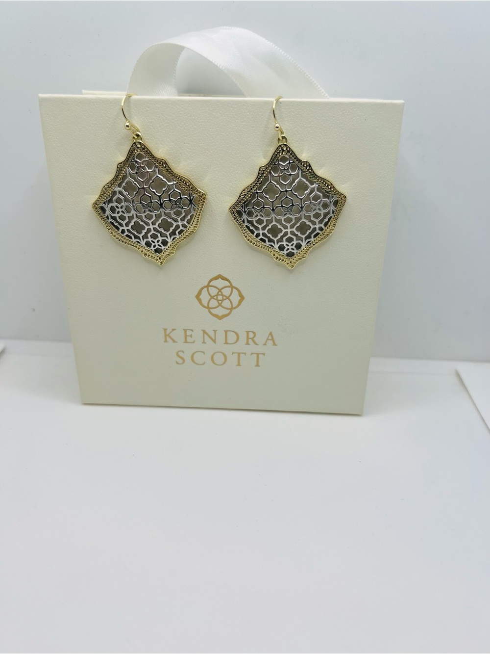 Kendra Scott Two-Tone Gold and Silver Filigree Drop Earrings